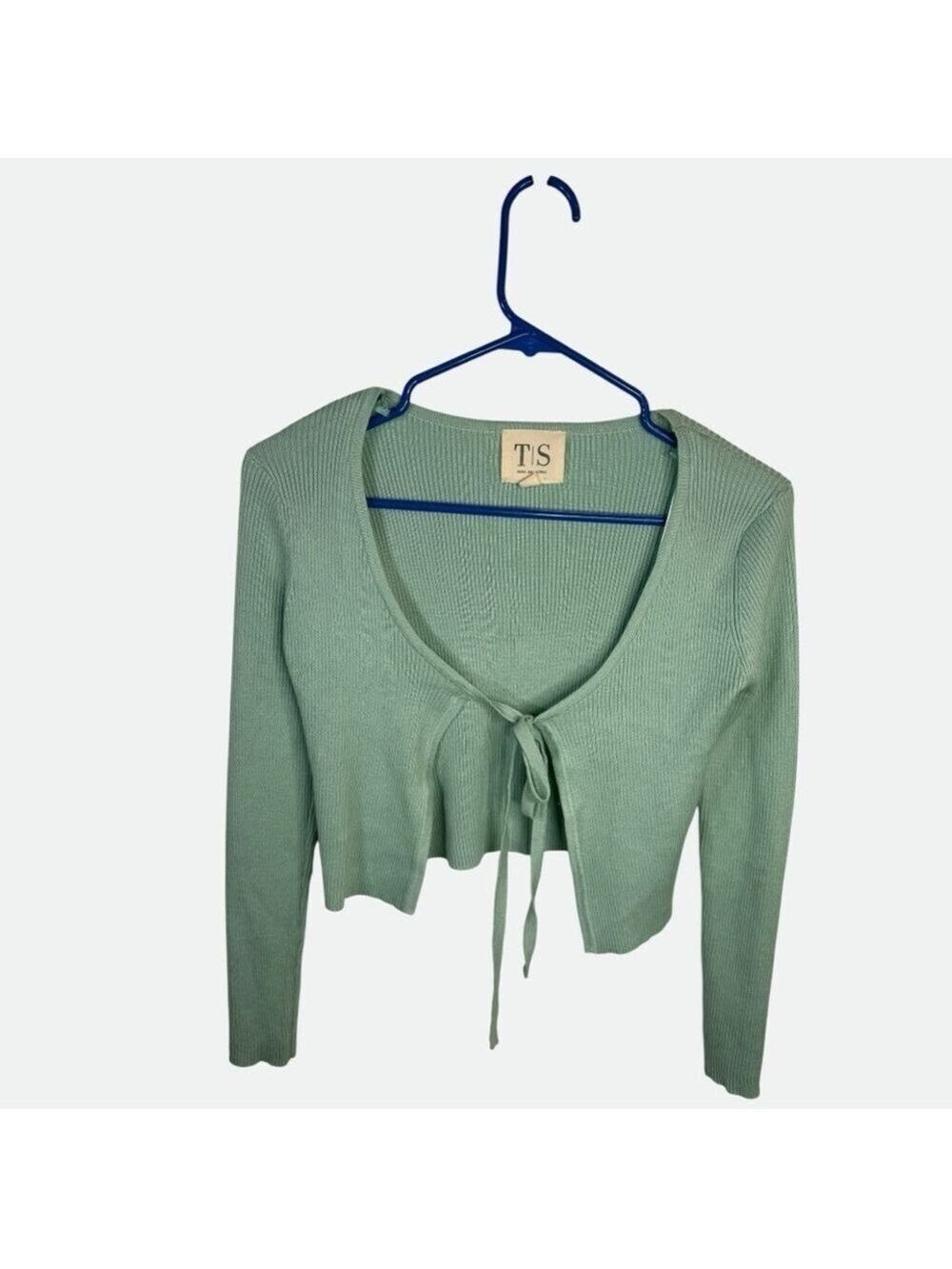 Twine and String Mint Green Tie Front Cropped Shrug Medium